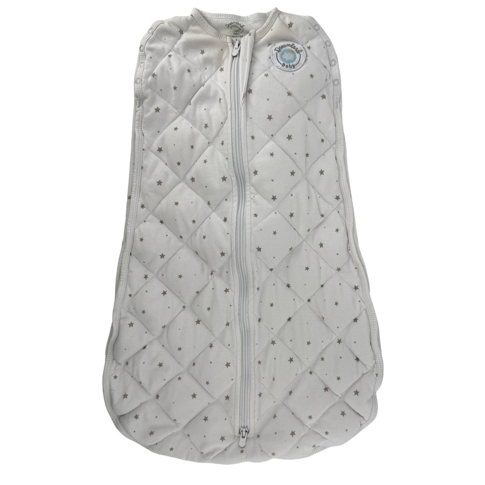 Dreamland Baby Sleep Swaddle White Gray Stars 0-6 Months 8-16 lbs